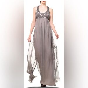 NWT Leon Max for Max Studio Ethereal Gauzy Gown with Sweep Train 100% Silk